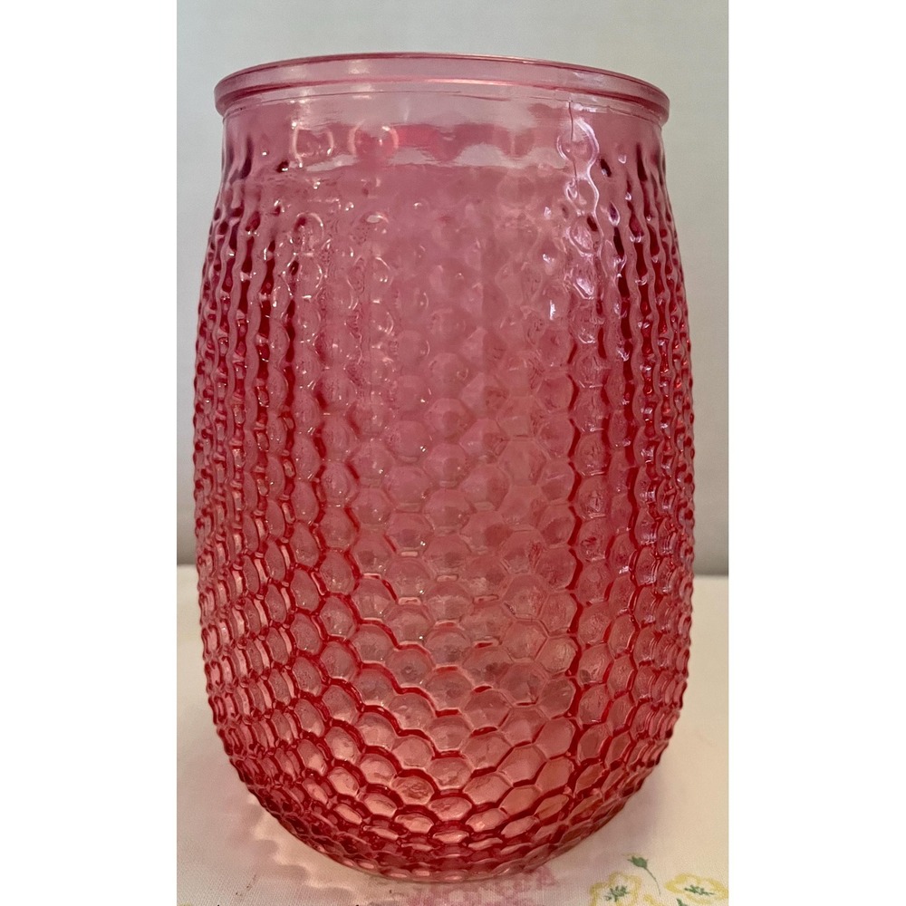 vintage-style glass vase pink hobnail pattern, - Picture 2 of 3